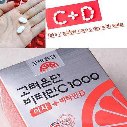 GIANANO Individually Packed Vitamin C + D, 1000mg Vitamin C & 1000 IU Vitamin D, 120 Tablets (60-Day Supply)