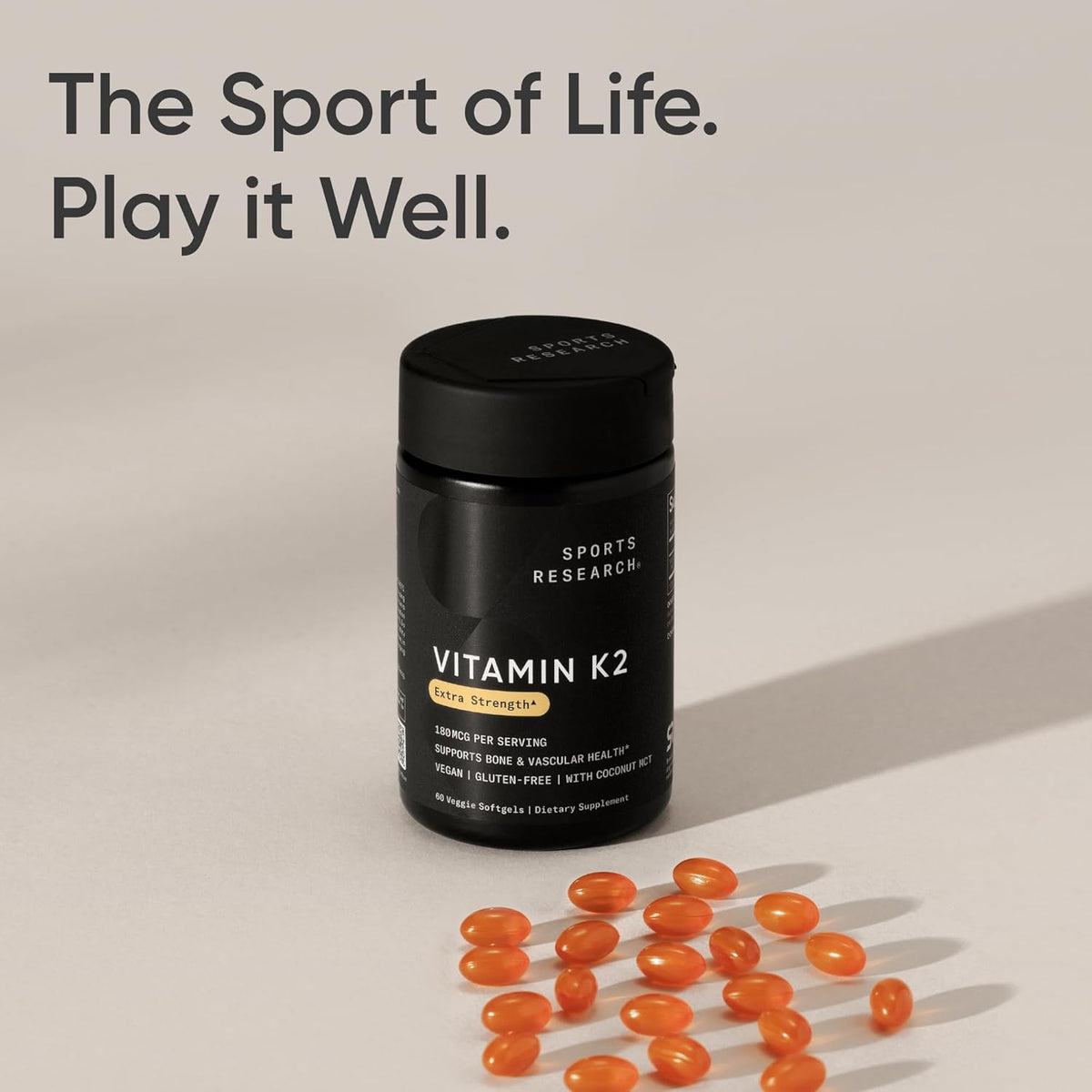 Sports Research Extra Strength Vitamin K2 as MK-7 180mcg with Coconut MCT Oil - 60 Vegan Softgels - görsel 7