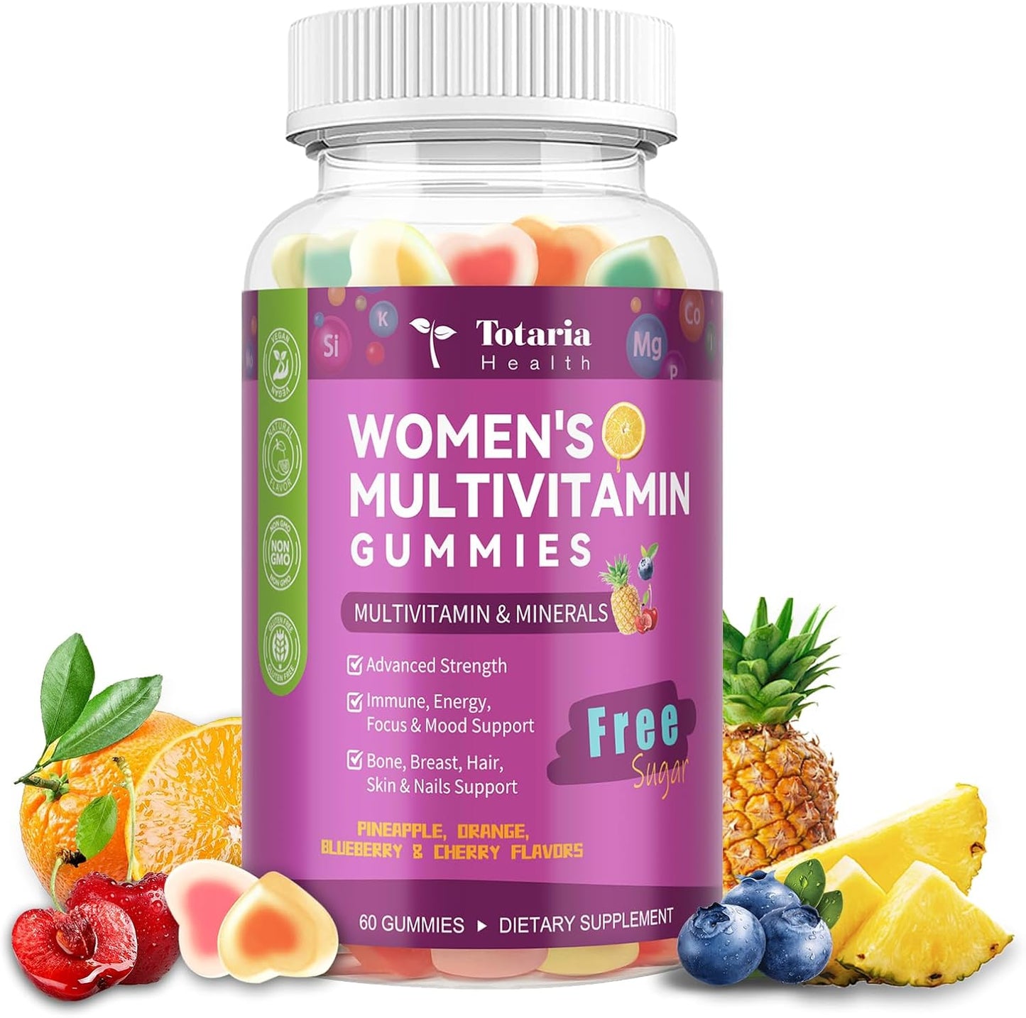 Totaria Sugar Free Women's Multivitamin Gummies with Iron, Mixed Flavours - görsel 1