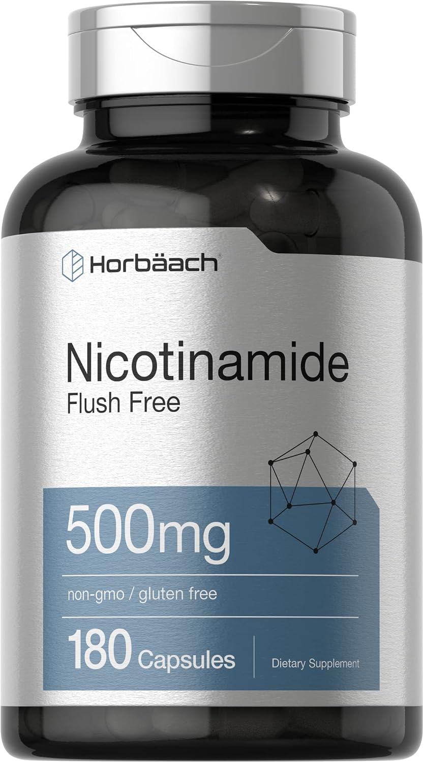 Horbäach Nicotinamide 500mg | 180 Capsules | Flush Free Food Supplement - görsel 1