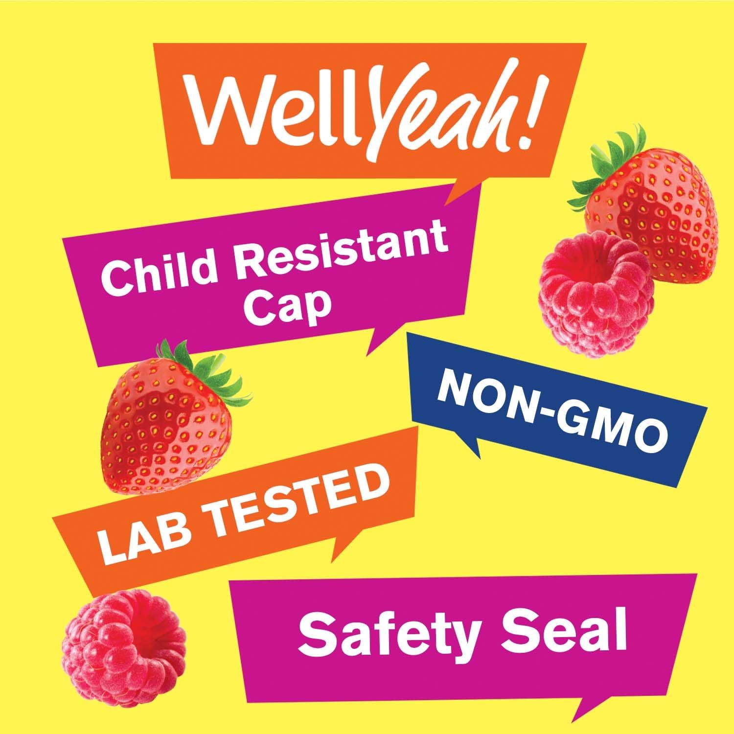 WellYeah Vitamin D3 5000 IU (125 mcg) Extra Strength Gummies - for Bone Health, Immune Support, Teeth - Non-GMO, Gluten-free, Nut Free, Vegetarian - Strawberry Flavour - 60 Gummies - görsel 4