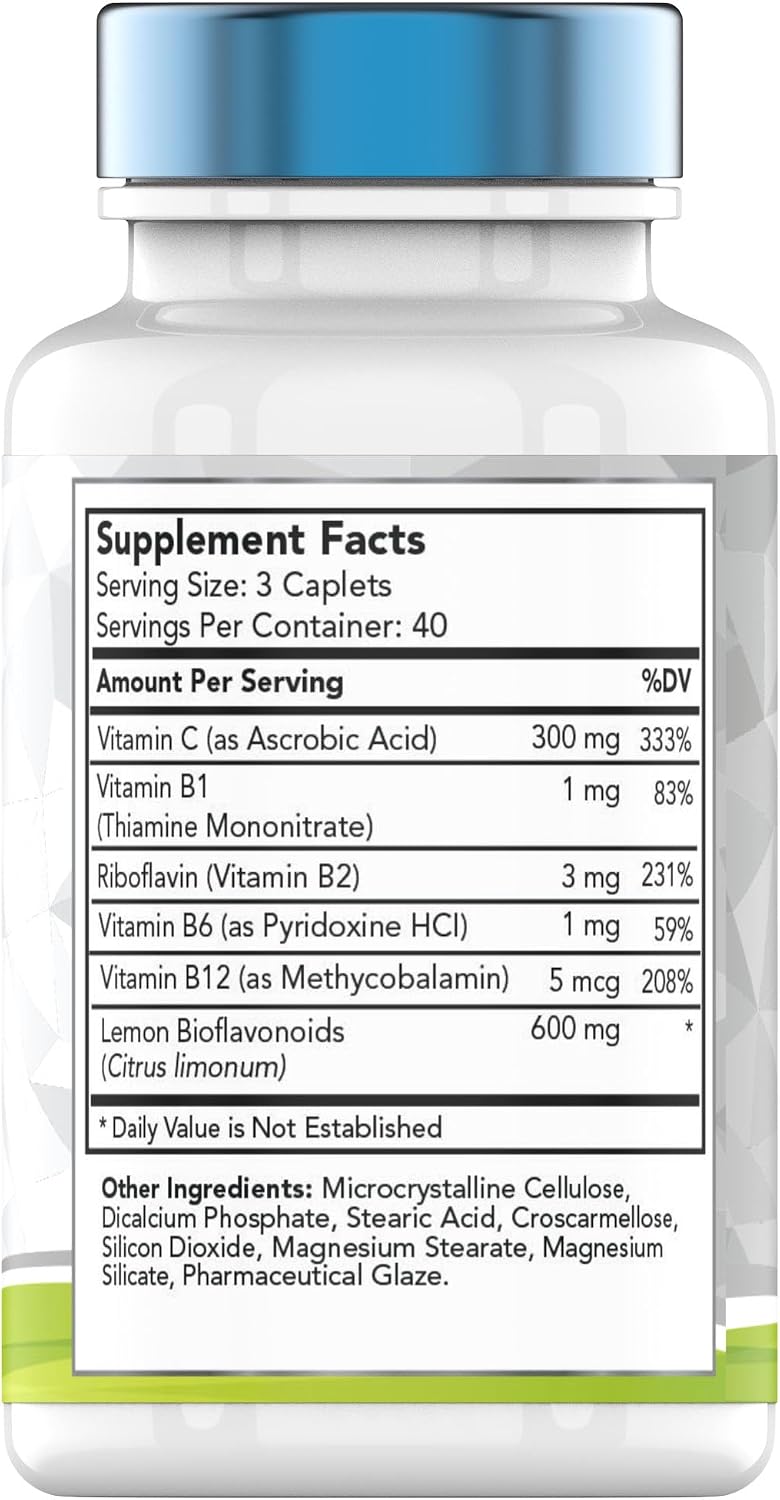 Tinni-Care Lemon Bioflavonoid Supplement with Vitamins C, B1, B2, B6, B12 - 120 Tablets - görsel 2
