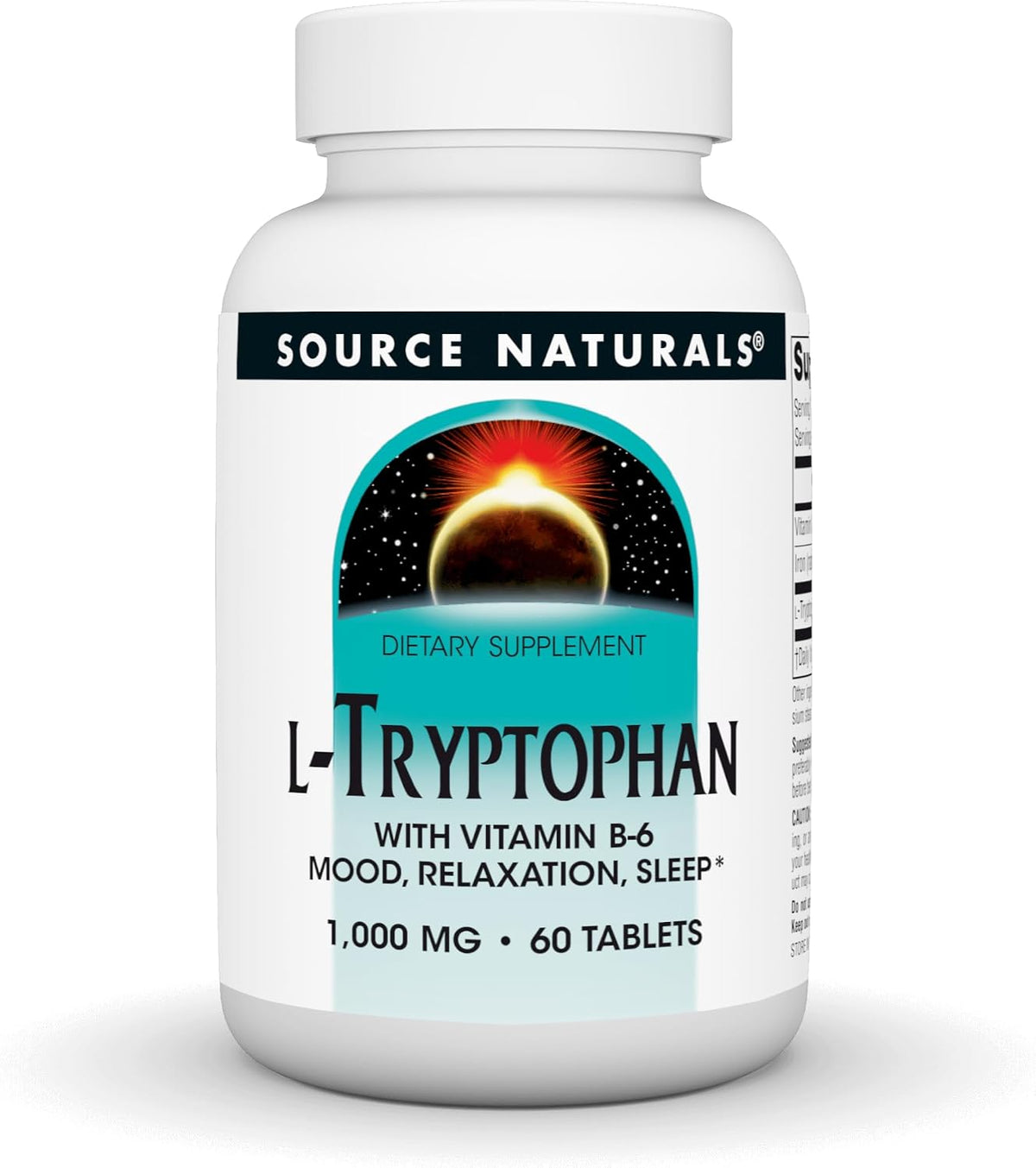Source Naturals L-Tryptophan with Vitamin B-6, 1000mg, 60 Tablets - görsel 1