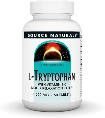 Source Naturals L-Tryptophan with Vitamin B-6, 1000mg, 60 Tablets