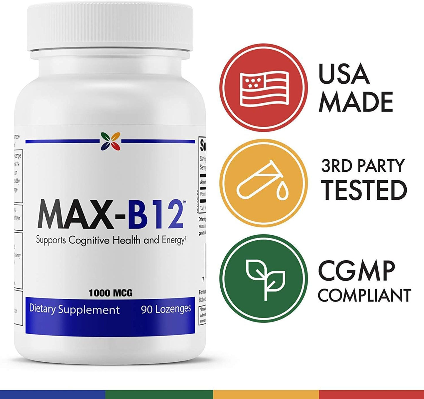 Stop Ageing Now MAX-B12 Sublingual Lozenges 1000mcg – Methylcobalamin Vitamin B12 Supplement, 90 Lozenges - görsel 3