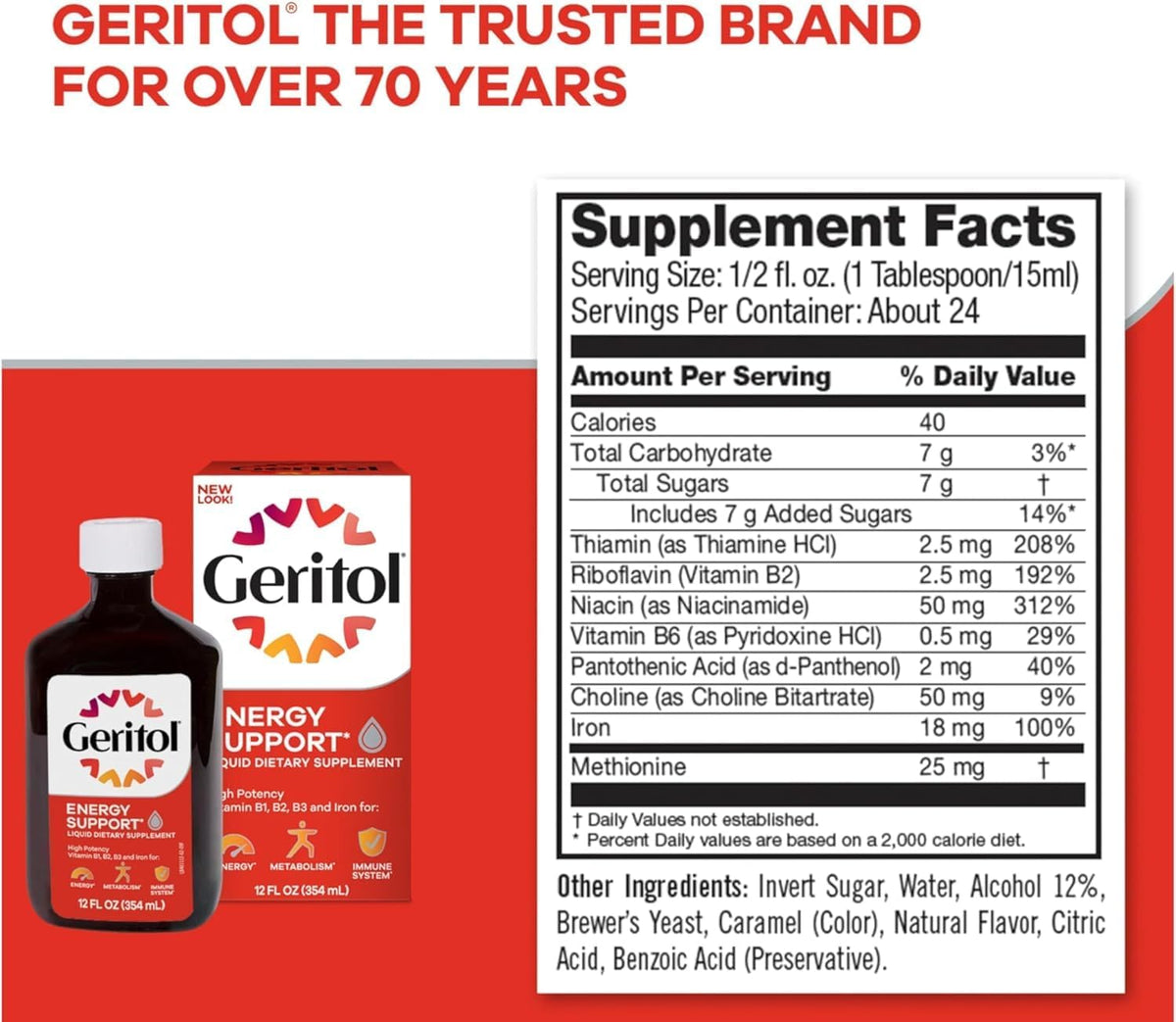 Geritol Liquid Energy Support B-Vitamins - 12 fl oz (355 ml) Pack of 4 - görsel 6