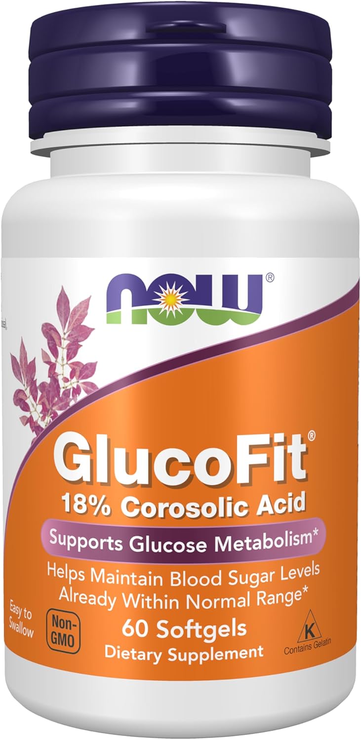 NOW Foods GlucoFit with 18% Corosolic Acid, 60 Softgels - görsel 1