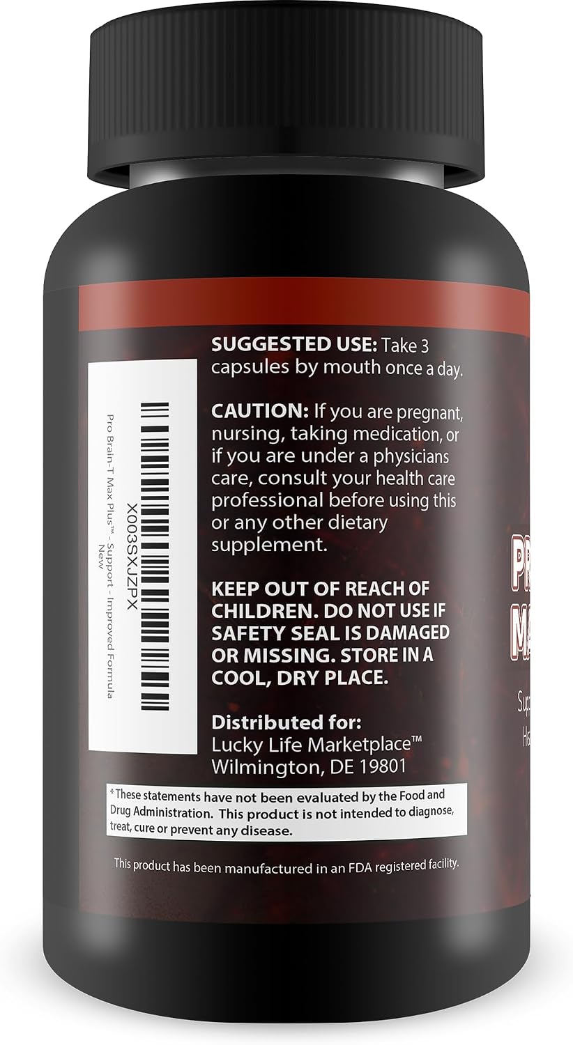 Pro Brain-T Max Plus – Support for Male Hormone Health & Healthy Prostate Function – Promote Energy & Endurance – Aid Cognitive Health & Concentration – Additional Mood & Immune Support – Improved Formula - görsel 3