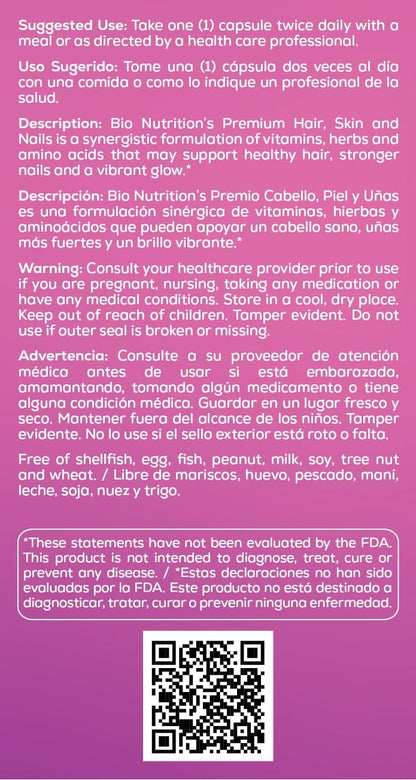 Bio Nutrition Premium Hair, Skin and Nails, 60 Capsules