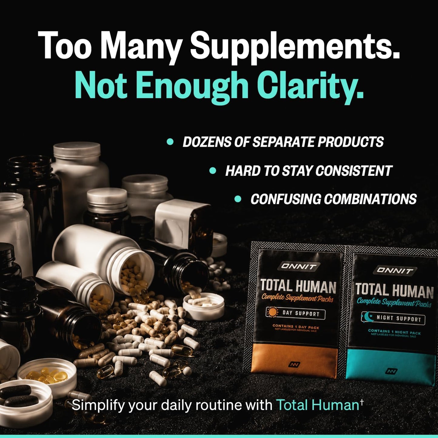 ONNIT Total Human Daily Multivitamin Packs – Day and Night Support for Men and Women, 30-Day Supply - görsel 4