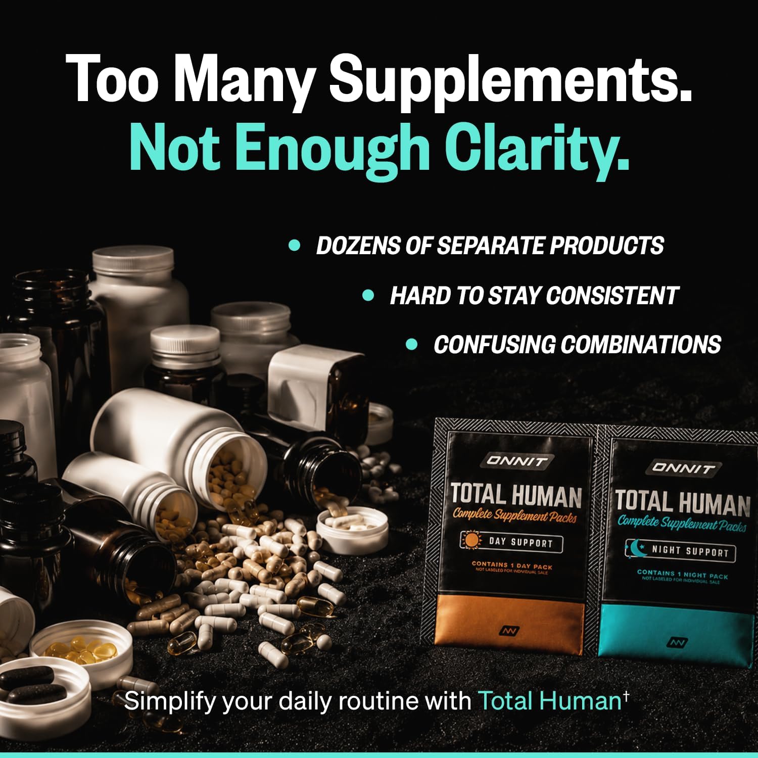 ONNIT Total Human Daily Multivitamin Packs – Day and Night Support for Men and Women, 30-Day Supply - görsel 4