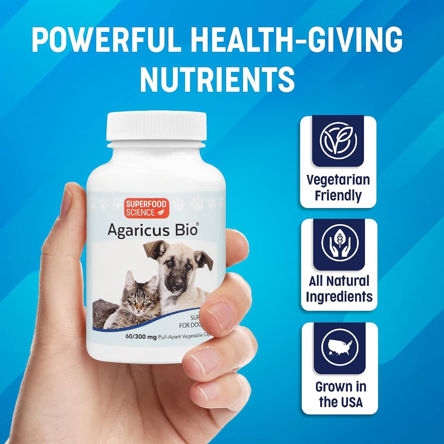 Agaricus Bio 300mg for Dogs and Cats – Beta Glucan Mushroom Pet Supplement, 60 Capsules - görsel 4