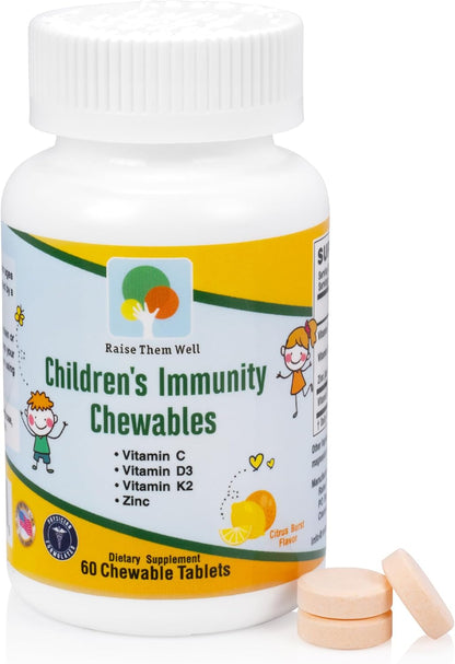 Raise Them Well Tasty Chewable Kids Multivitamin, All-Natural Colours, Flavours & Sweeteners, Strawberry