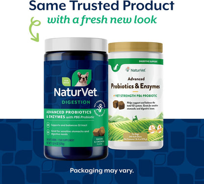 NaturVet Advanced Probiotics & Enzymes, PB6 Dog Soft Chews - Hickory Smoked Bacon Flavour, 240 Count