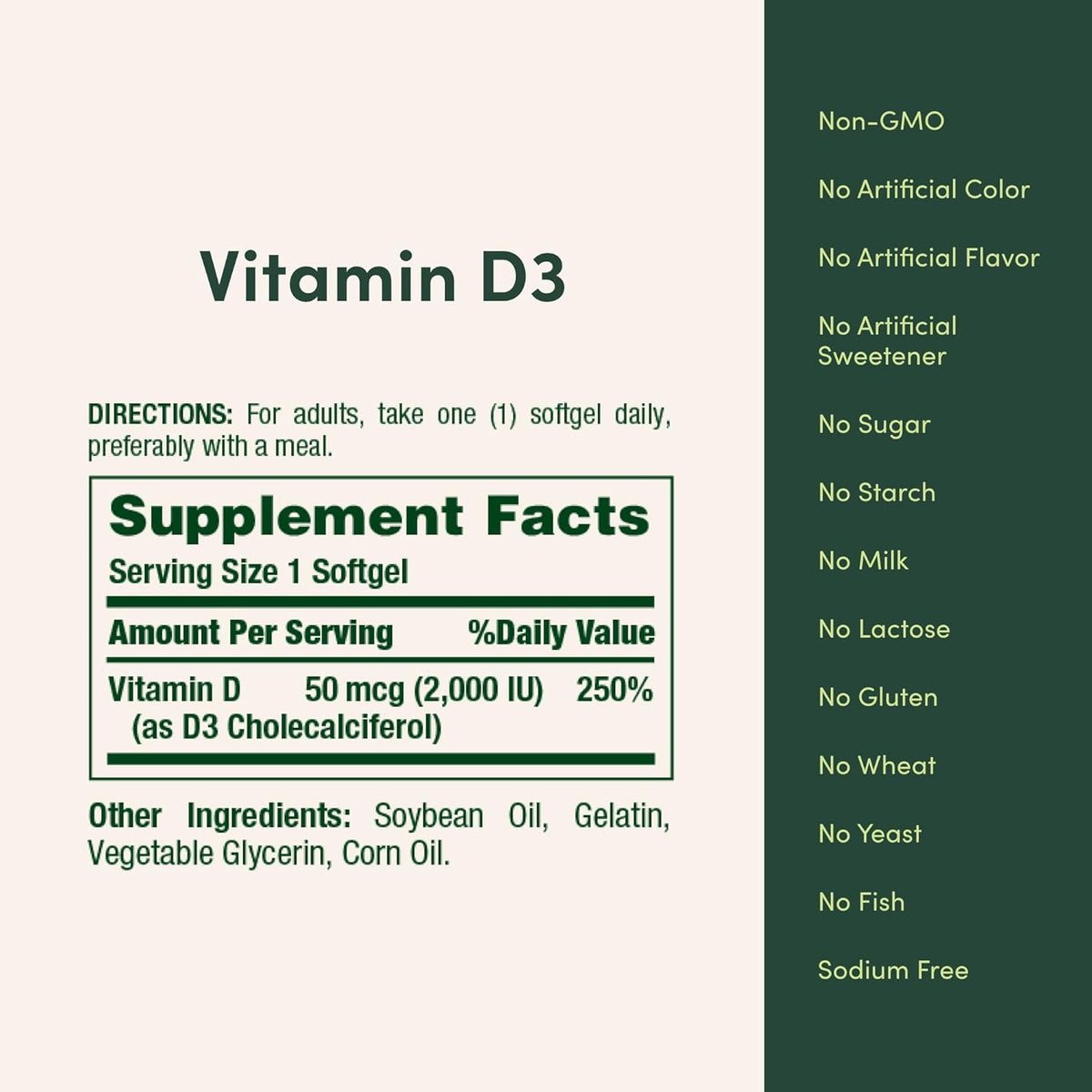 Nature's Bounty Vitamin D3 2000 IU Softgels, 350 Count - görsel 5