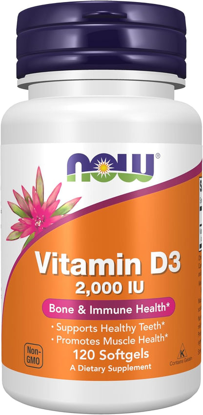 NOW Foods Vitamin D-3 2,000 IU Softgels - 120 Count