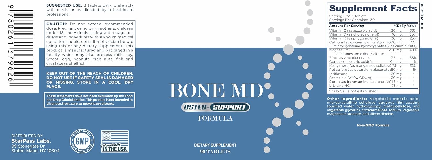 Bone MD Osteo Strength – Ultimate Bone Health Support for Women and Men, 90 Tablets - görsel 5
