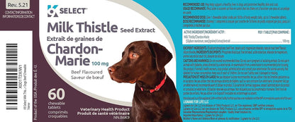 K9 Select Milk Thistle Dog Liver Supplement – 100mg, 60 Beef-Flavoured Tablets