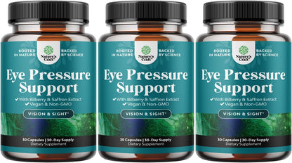 Natures Craft Eye Pressure Support with Bilberry Extract - Vegan Eye Health Supplement for Ocular Pressure Relief - 30 Count