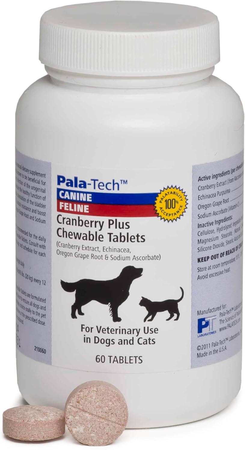 Pala Tech Cranberry Chewable Tablets for Dogs and Cats - Urinary Health Supplement (60 Chewable Tablets) - görsel 1