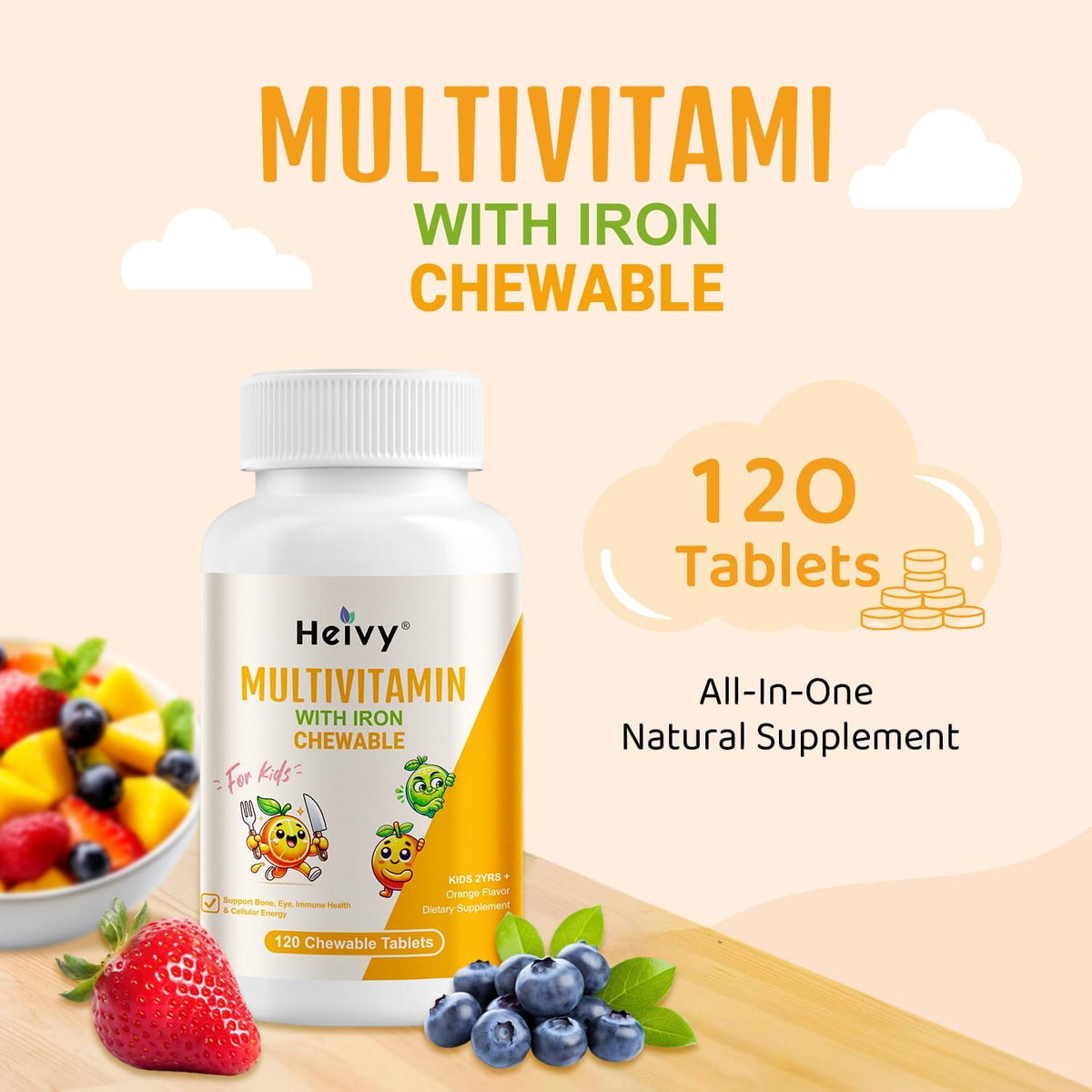 Heivy Children Multivitamin Chewable - 120 Tablets - görsel 4