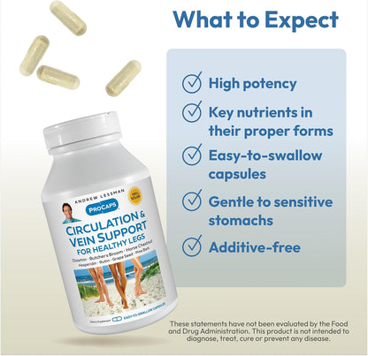 Andrew Lessman Circulation & Vein Support for Healthy Legs, 180 Capsules