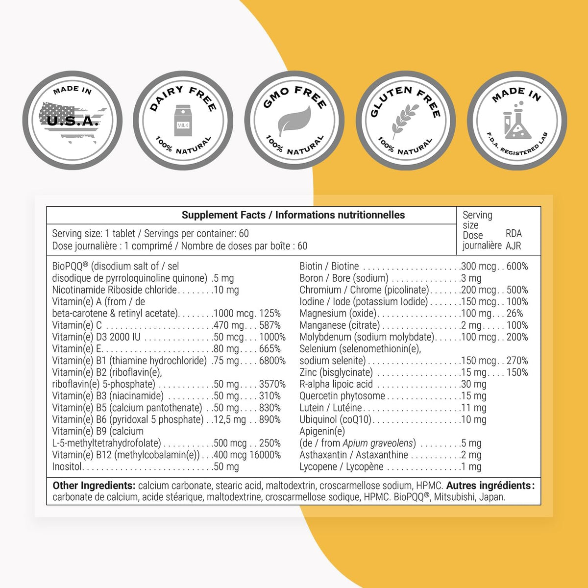 Supersmart - Daily 1® Timed Release - Multivitamin for Women and Men - with BioPQQ, Vitamins A, B, C, D, E, Biotin, Quercetin and Fisetin - Non-GM and Gluten-free - 60 Tablets - görsel 4
