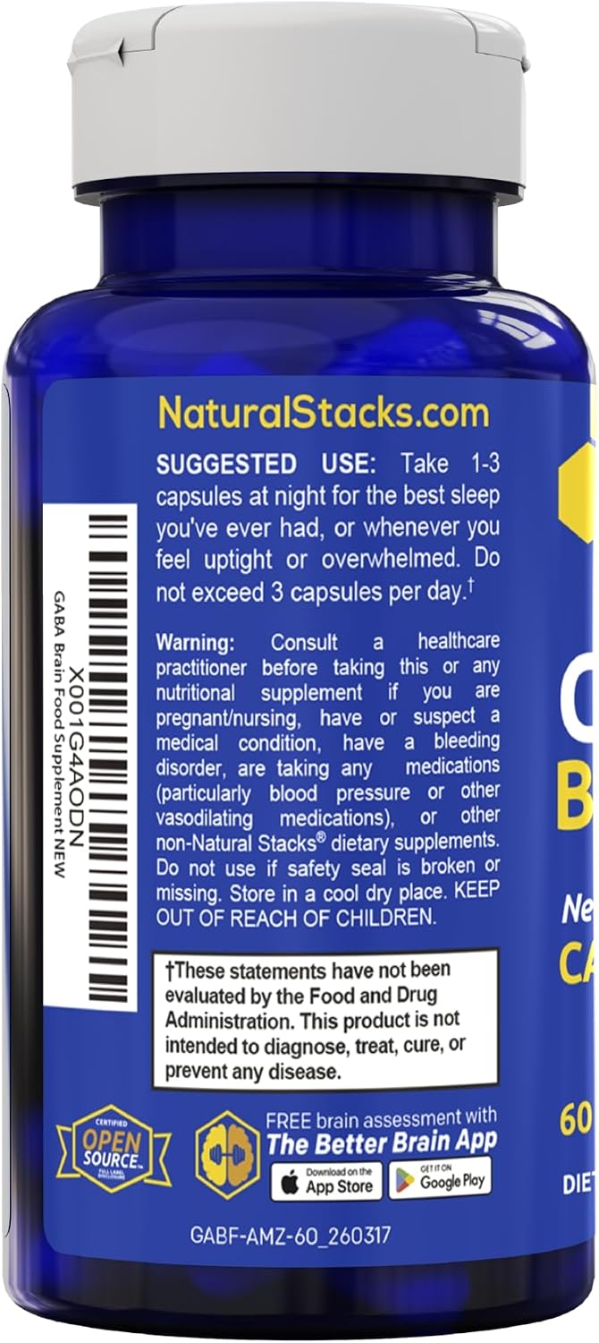 GABA Brain Food - GABA Supplement with L-Citrulline and Grape Seed Extract, 60 Capsules - görsel 6