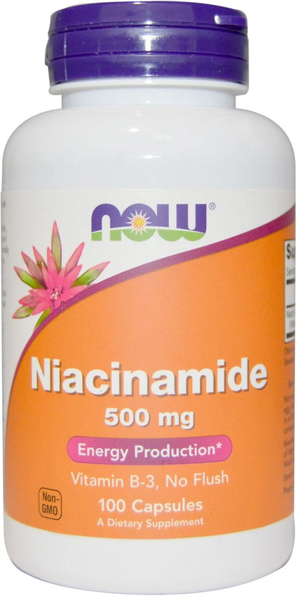 NOW Foods Niacinamide 500mg, 100 Capsules (Pack of 2)