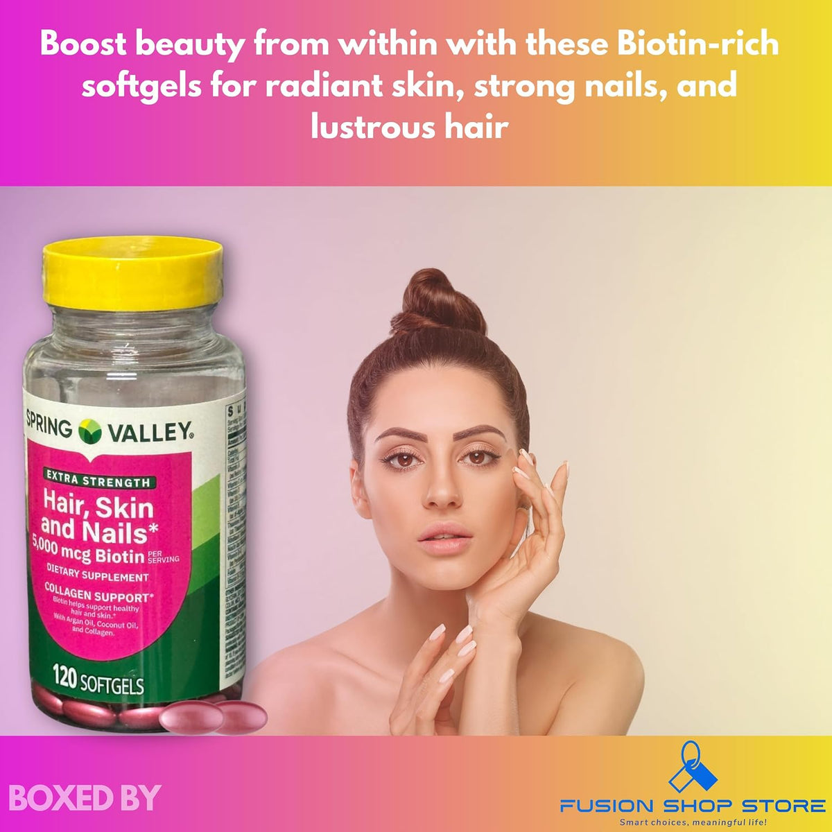 Biotin Soft gel capsules Extra Strength 5,000 mcg - for Hair, Skin & Nails, 120 Soft gel capsules - görsel 4