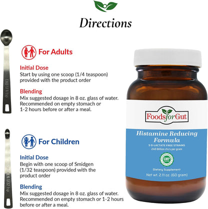 Foods For Gut Histamine & D-Lactate Free Probiotic Powder – 240 Billion CFU, 60 Grammes