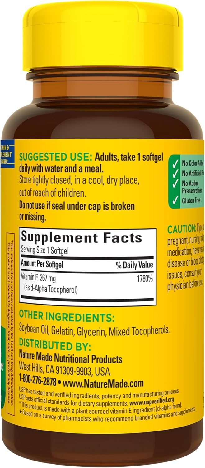 Nature Made Vitamin E 400 IU Softgels, 267 mg d-Alpha, 100 Softgels - görsel 8