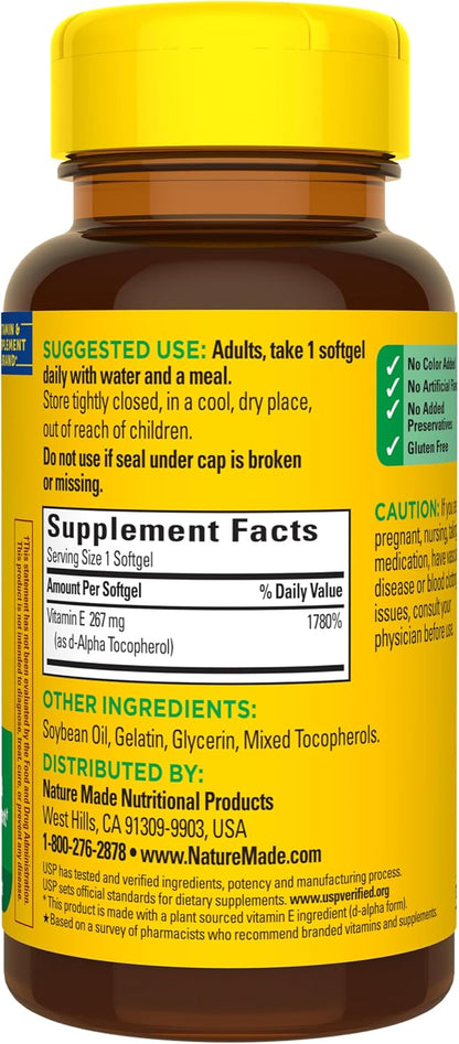 Nature Made Vitamin E 400 IU Softgels, 267 mg d-Alpha, 100 Softgels