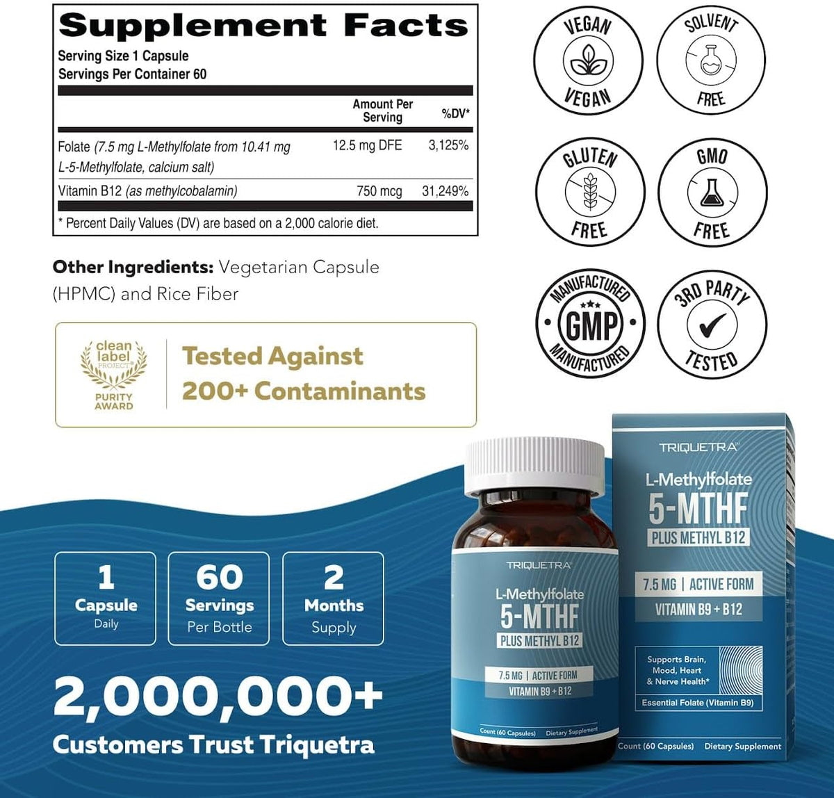 L Methylfolate 7.5mg plus Methyl B12 – Active 5-MTHF Form, MTHFR Supplement - görsel 7