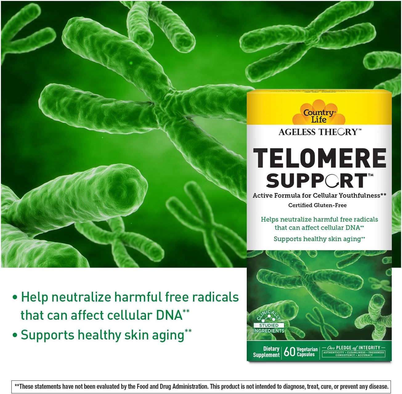 Country Life Ageless Theory Telomere Support – 60 Capsules – Vegan & Gluten-free Anti-Ageing Supplement - görsel 6