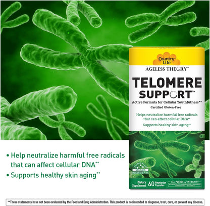 Country Life Ageless Theory Telomere Support – 60 Capsules – Vegan & Gluten-free Anti-Ageing Supplement