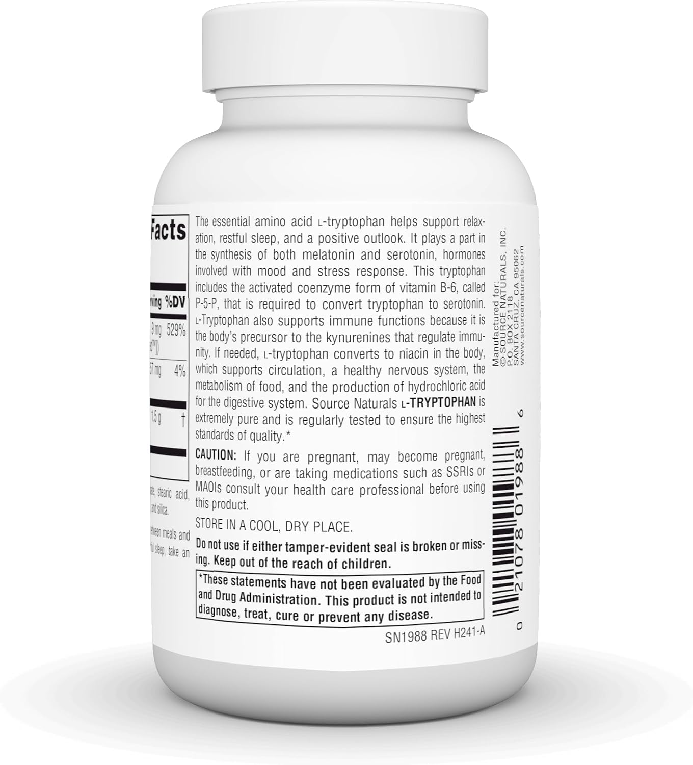 Source Naturals L-Tryptophan with Coenzyme B-6, 500 mg - 120 Tablets - görsel 4