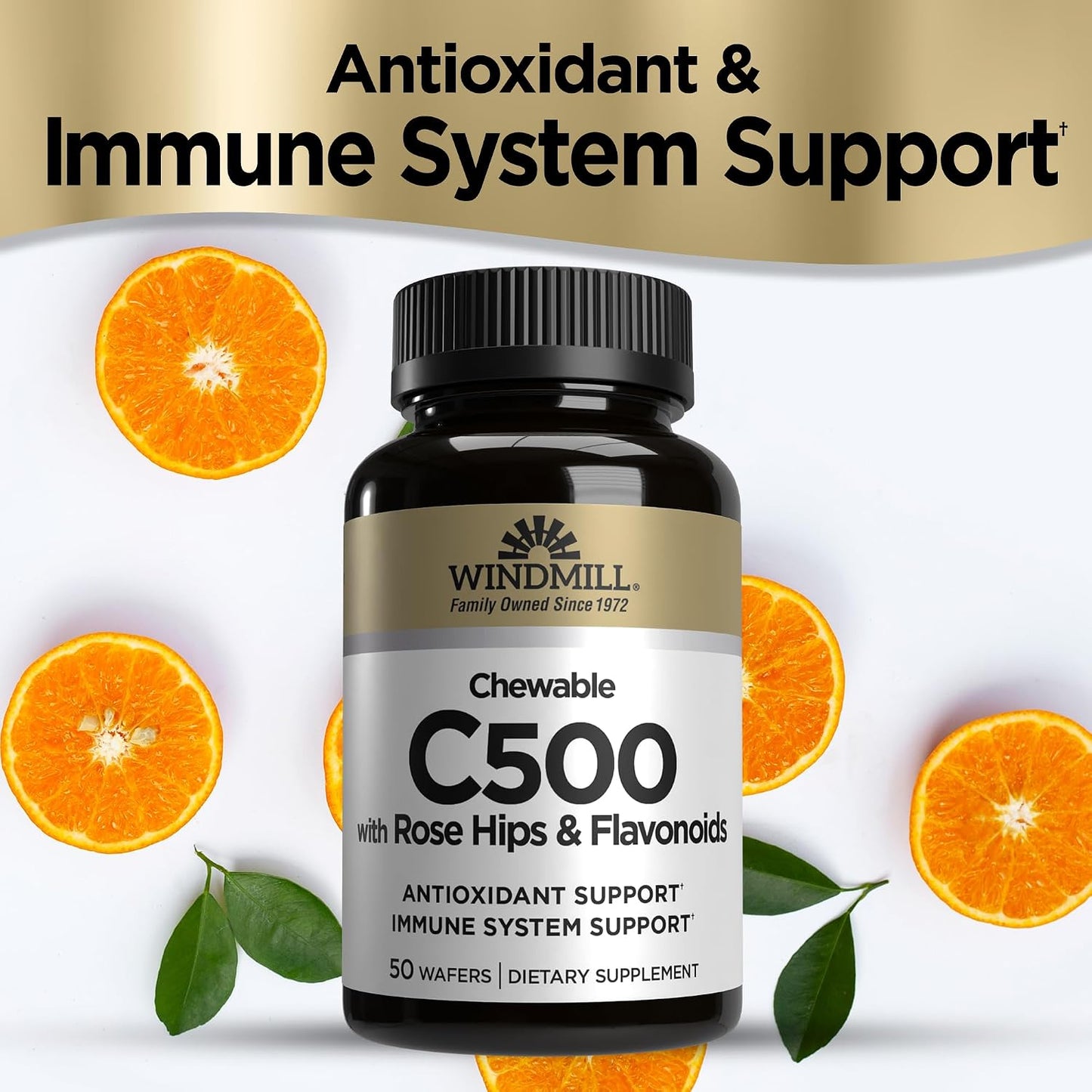 Windmill Vitamin C 500 mg with Rose Hips and Bioflavonoids, Chewable Tablets, 50 Tablets - görsel 3