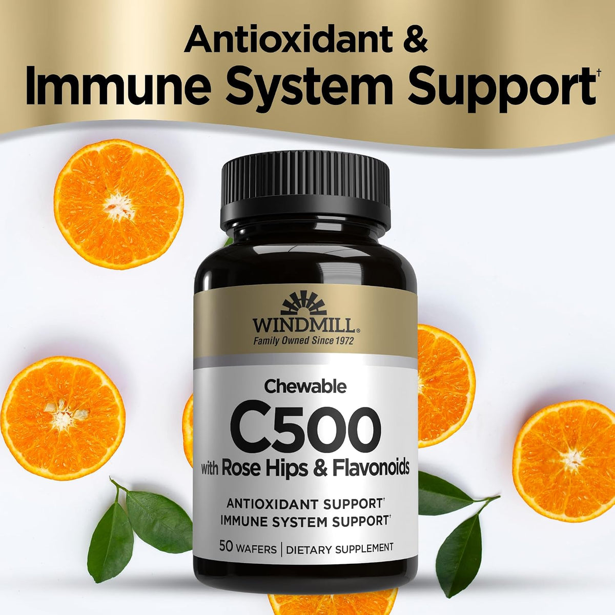 Windmill Vitamin C 500 mg with Rose Hips and Bioflavonoids, Chewable Tablets, 50 Tablets - görsel 3
