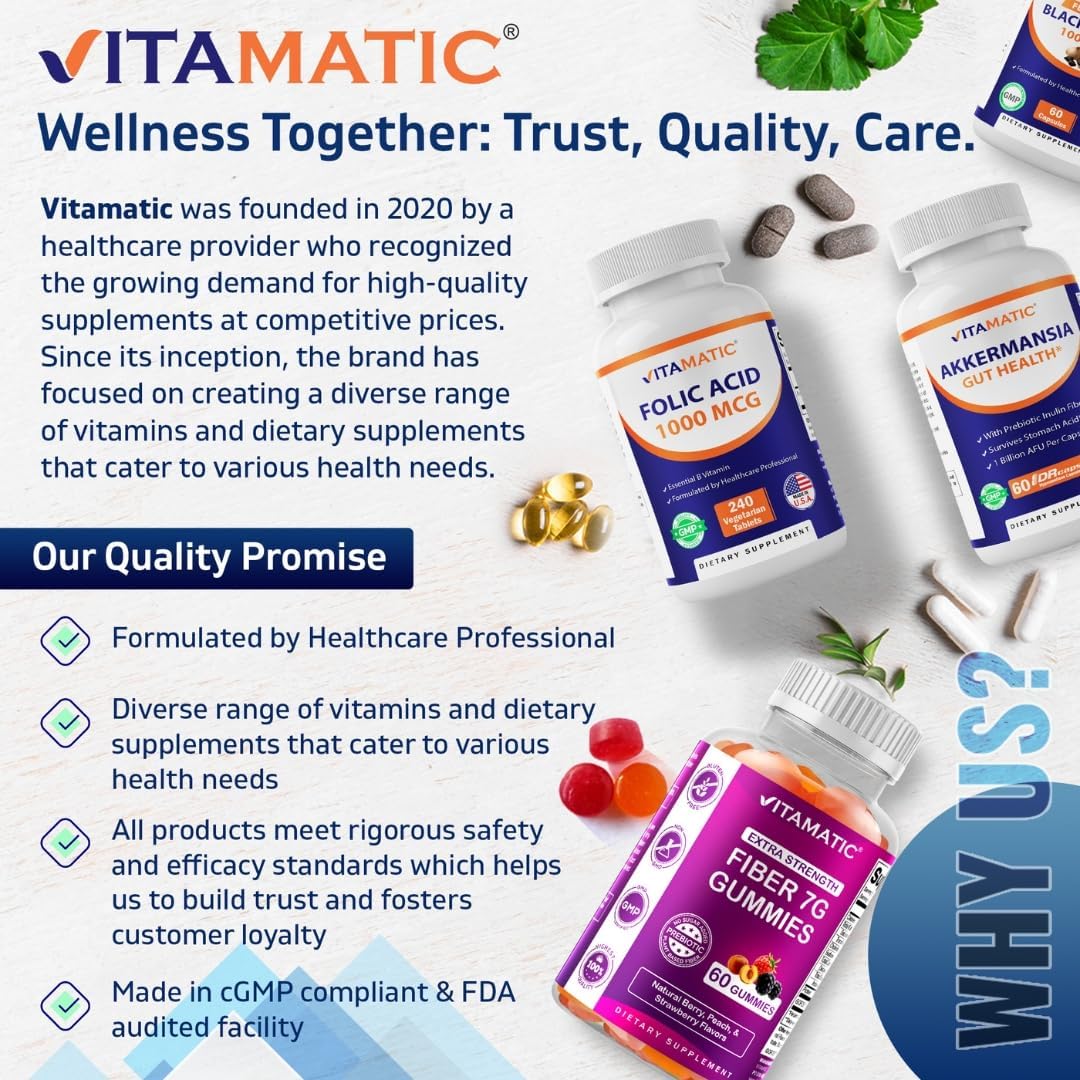 Vitamatic Folic Acid 1000 mcg (1 mg) - 480 Vegetarian Tablets (Pack of 2) - görsel 7