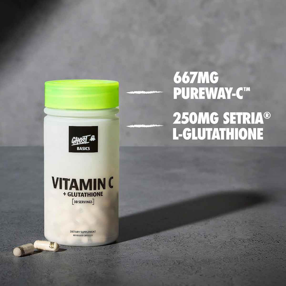 GHOST Basics Vitamin C + Glutathione – 60 Vegetable Capsules - görsel 3