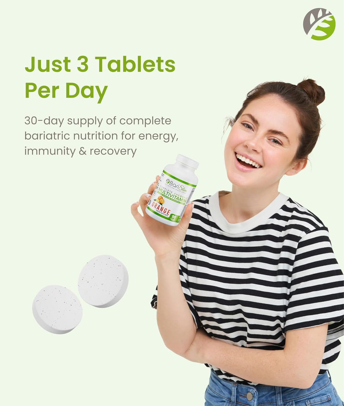 BariSlim Complete Chewable Bariatric Multivitamin - 45 mg Iron - Post Weight Loss Surgery Support - Mixed Berry - 90 Tablets - görsel 6