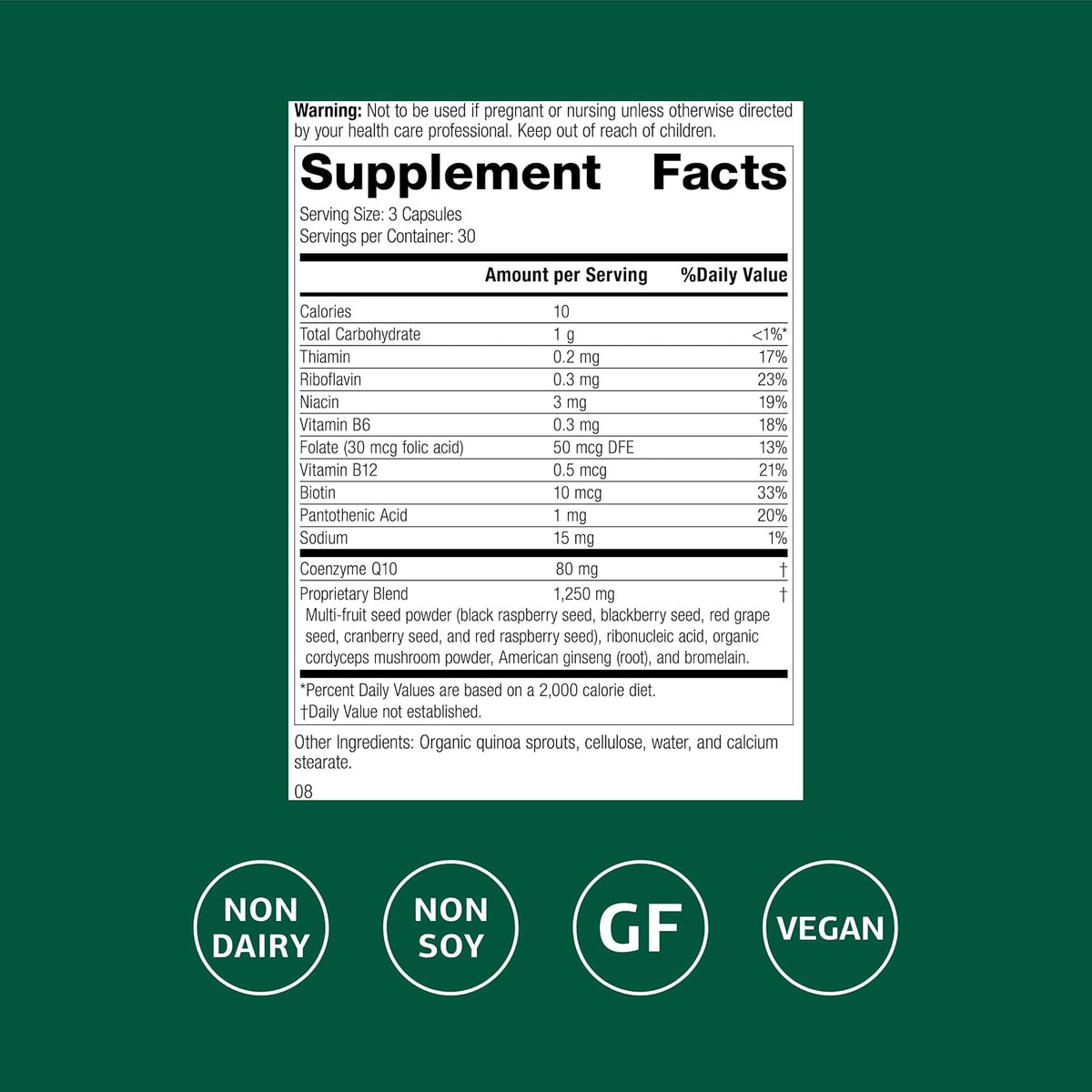 Standard Process B Vitality with CoQ10 - Cellular Health Supplement with Biotin, Vitamin B12 & Folate - 90 Capsules - görsel 2