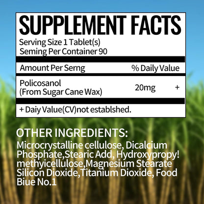 Dr. Brian Policosanol 20mg | Heart & Cholesterol Health Food Supplement - 90 Vegan Tablets