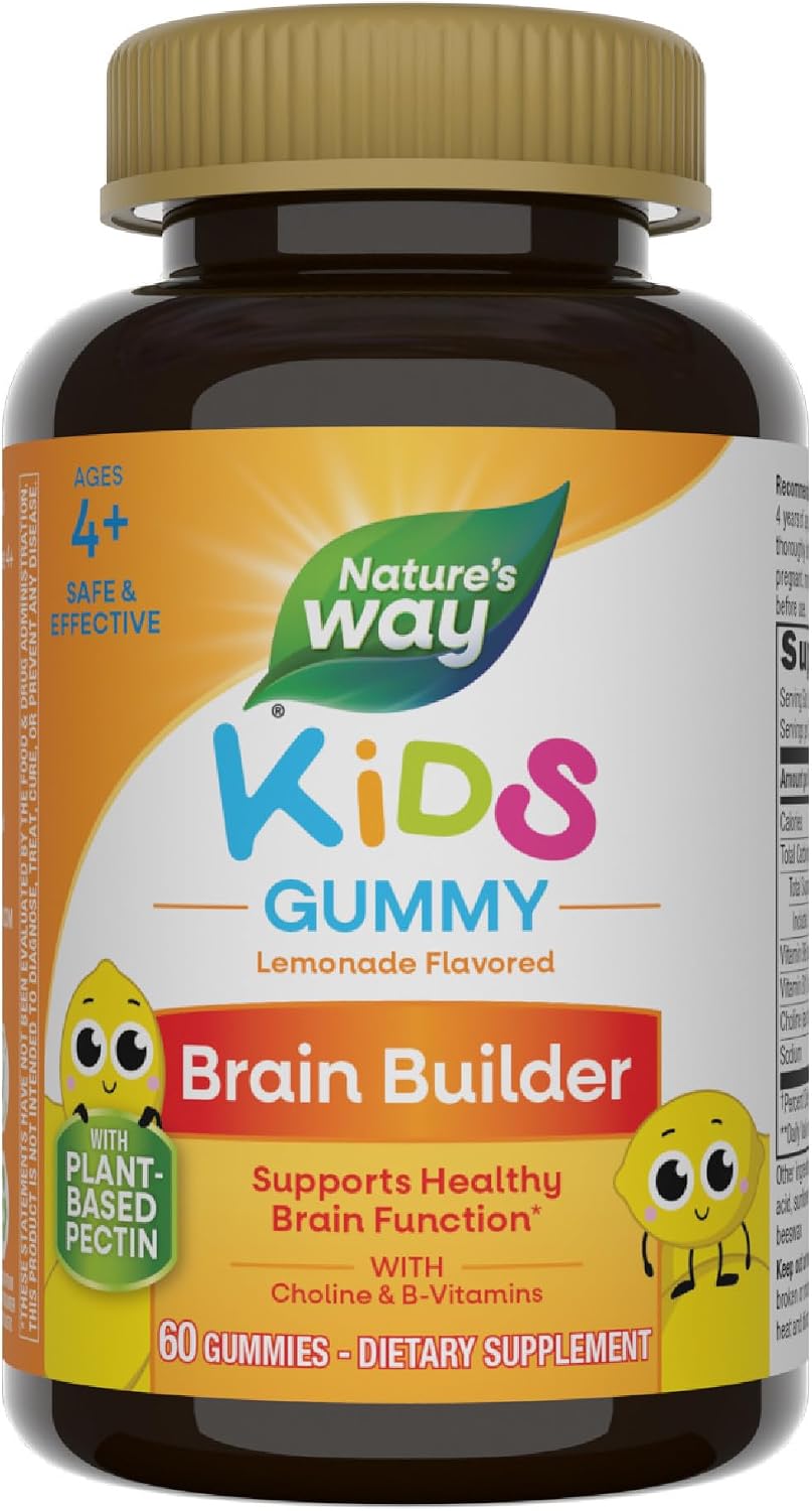 Nature's Way Kids Brain Supplement Gummies – Supports Healthy Brain Function, Lemonade Flavoured, 60 Gummies - görsel 1