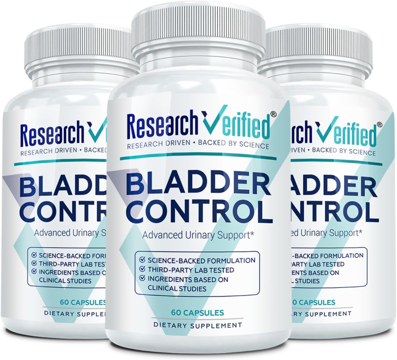 Research Verified Bladder Control - Leakage & Urgency - Pumpkin Seed, Soya Isoflavones, Thiamine - 60 Vegan Capsules - Pack of 3 - görsel 1