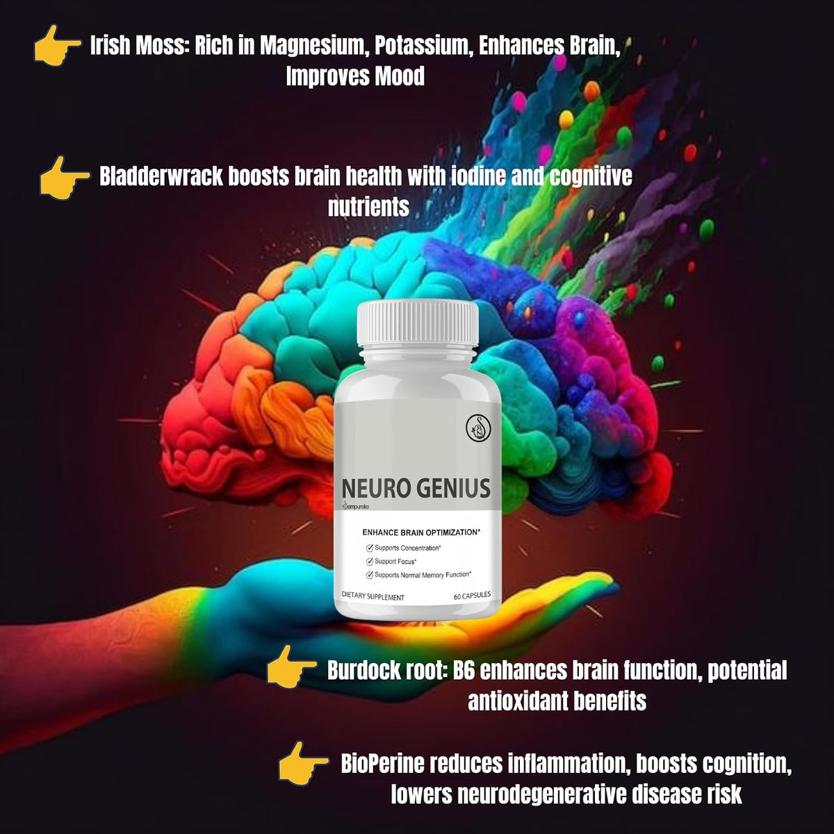 Neuro Genius Advanced Cognitive Support Supplement to Unlock Brain Potential - görsel 2