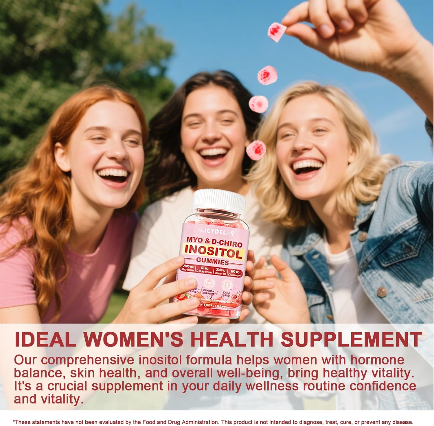 MICYDELAS Myo-Inositol & D-Chiro Inositol Gummies – 40:1 Ratio, 60 Gummies - görsel 7