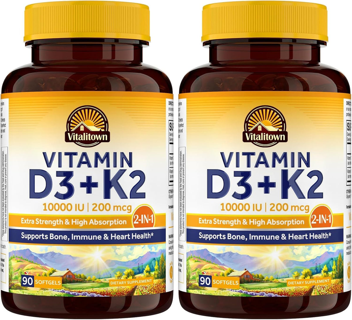 Vitalitown Vitamin D3 K2 Supplement, Vitamin D3 10000 IU Vitamin K2 (MK7) 200 mcg, 300 Softgels, Non-GM, Gluten and Soya Free, for Bone, Teeth, Immune and Heart Health - görsel 10