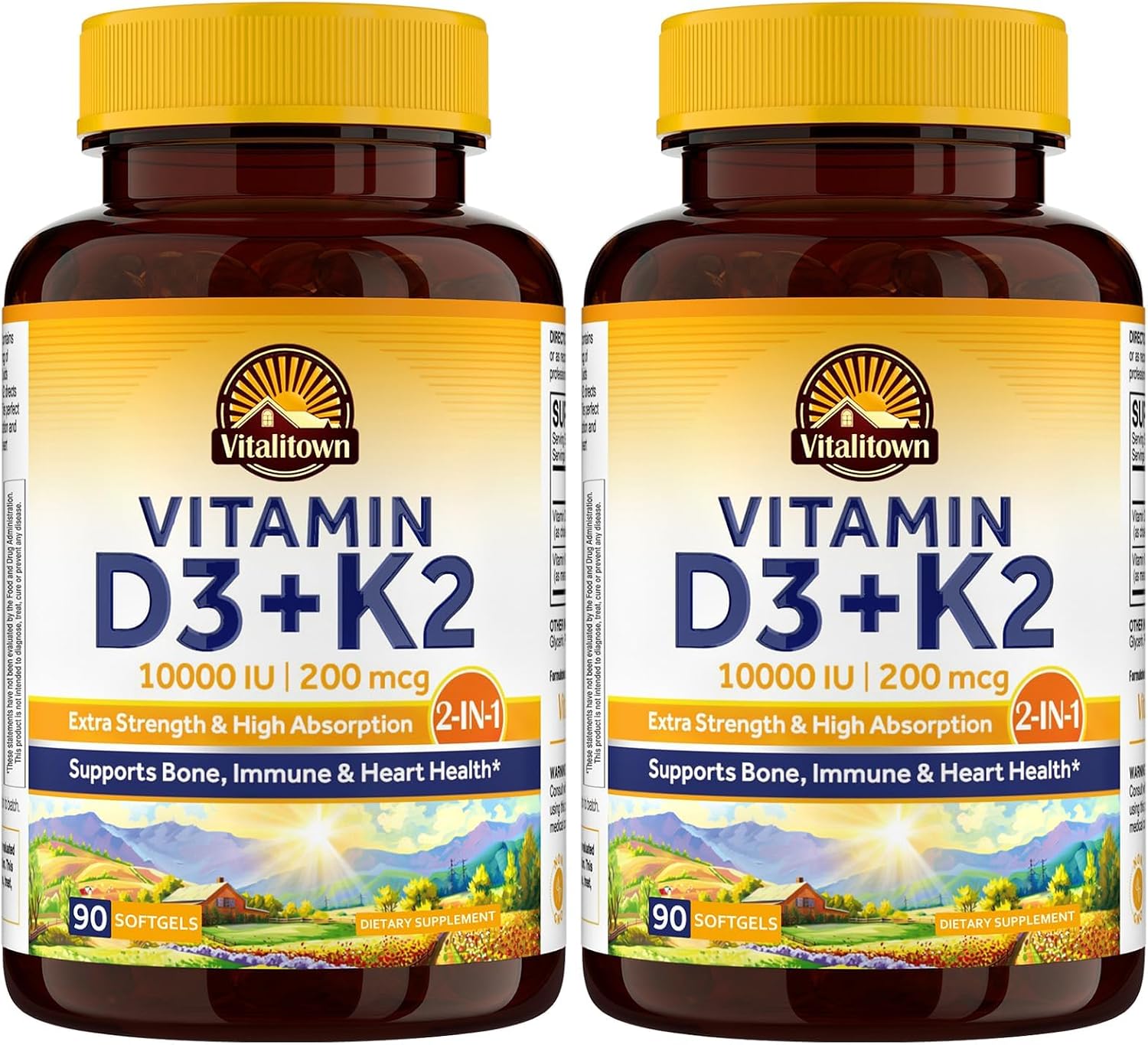 Vitalitown Vitamin D3 K2 Supplement, Vitamin D3 10000 IU Vitamin K2 (MK7) 200 mcg, 300 Softgels, Non-GM, Gluten and Soya Free, for Bone, Teeth, Immune and Heart Health - görsel 10